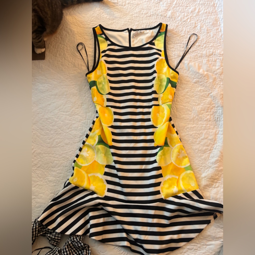 Elle Lemon and Striped Woman’s Dress